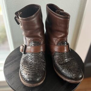 Muro Women’s 8 Snake Western‎ Brown Moto Biker Leather Boot Grunge Boho Festival